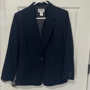 Pendleton 100% virgin Wool Women's Blazer size 14 petite navy blue vintage